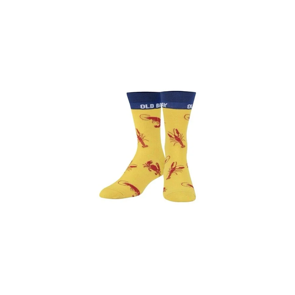 Old Bay Crew Socks Men’s 6-12 Crab Novelty Yellow Crazy Socks 1 Pair NWT